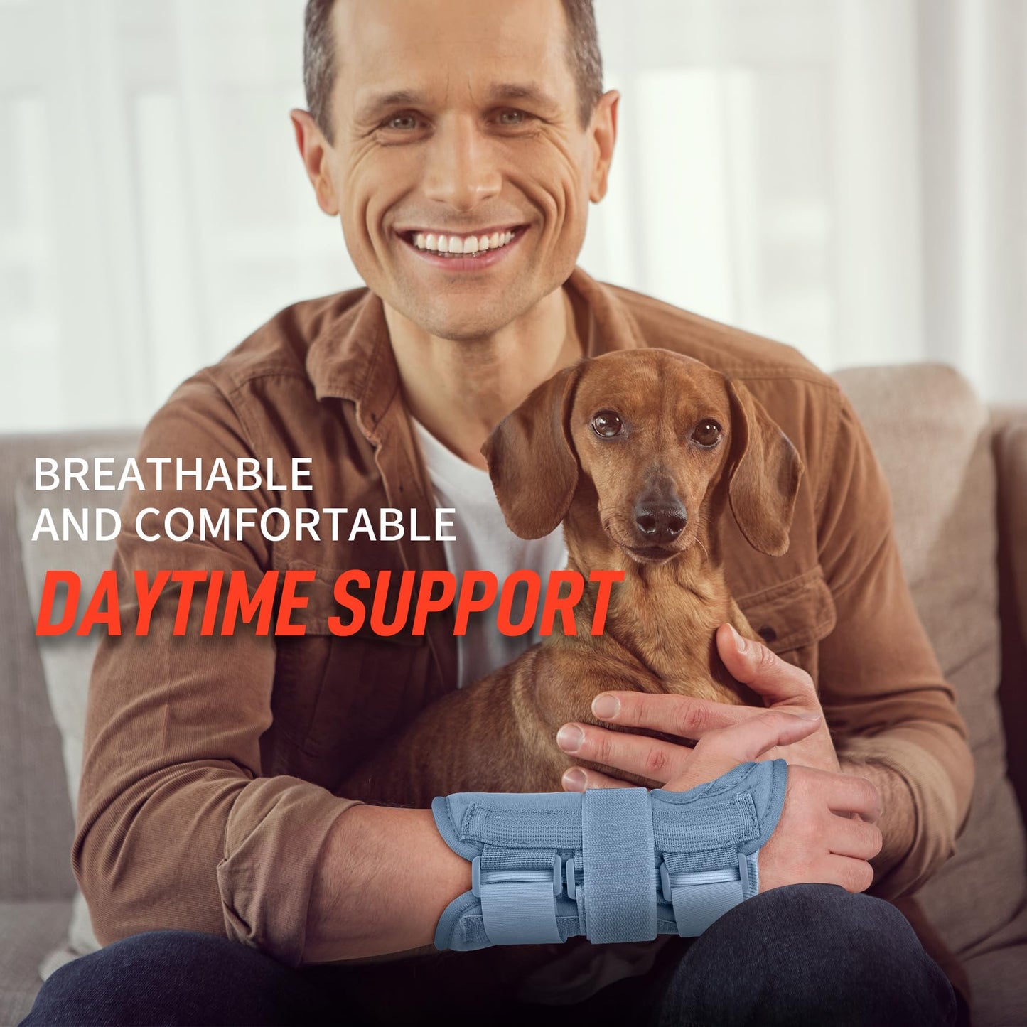 FEATOL Wrist Brace Carpal Tunnel for Women Men, Adjustable Night Sleep Support Brace with Splints Right Hand, Large/X-Large