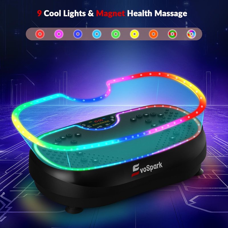 3D Plus Vibration Plate Exercise Machine, Full Body Vibrating Platform for Strength Toning & Fat Loss with 199 Adjustable Speeds, Atmosphere Lights, Shaker Workout Equipment for Women Men Home Gym