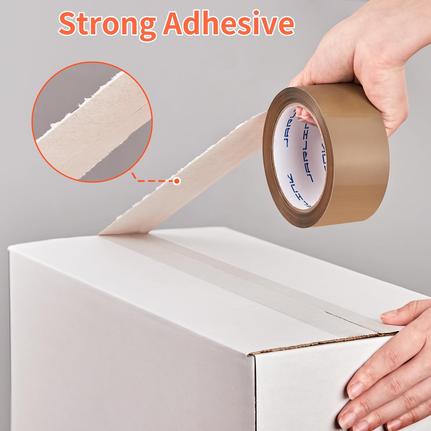 JARLINK 12 Rolls Brown Packing Tape with Dispenser, Heavy Duty Packaging Tape Refills for Shipping Packaging Mailing, 2.6mil Thick, 1.88 inches Wide, 55 Yards Per Roll, 660 Total Yards