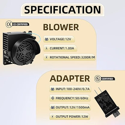 Inflatable Replacement Fan Blower - 12V 1.0A Blower with 12V 1.5A Adapter and 5 LED Lights for Halloween Party Yard Garden Lawn Decorations