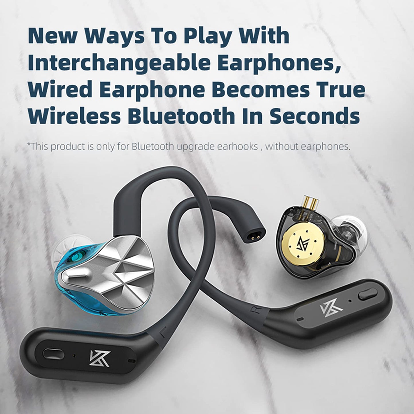 CCA KZ AZ09 PRO Bluetooth 5.2 Module IEM Bluetooth Adapter Waterproof Ear Hook Extra Long Battery Life Cable for KZ ZS10 PRO/ZSN Pro X/ZSN PRO/ZEX PRO/AS16 PRO/Zax/DQ6 Polaris/C12/CRA PRO(C pin)