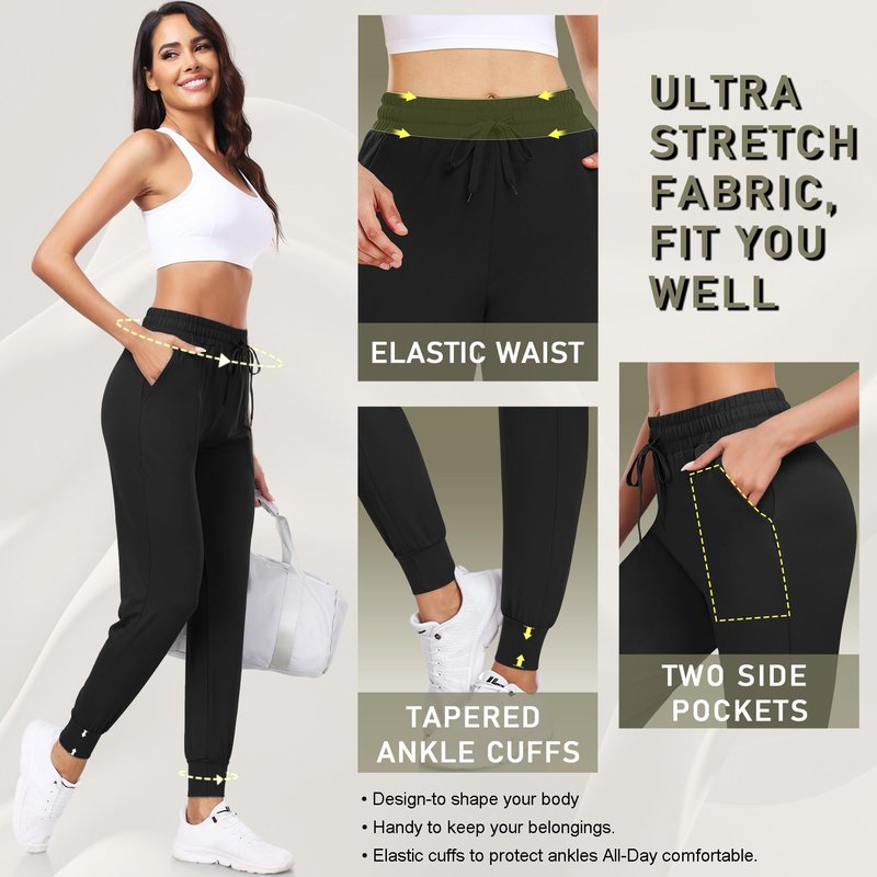 FULLSOFT Sweatpants for Women-Womens Joggers with Pockets Lounge Pants for Yoga Workout Running (Black,Medium)