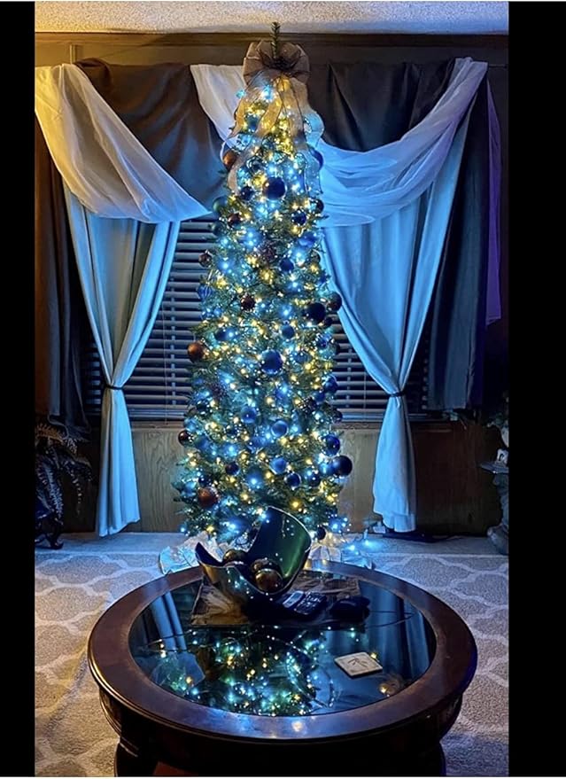 100 Counts Aqua LED Christmas Lights – 50ft 5mm Aqua Christmas Lights Outdoor Commercial Grade Waterproof, Indoor Christmas Tree Decorations, Green Wire Mini Aqua String Lights, UL, IP:65