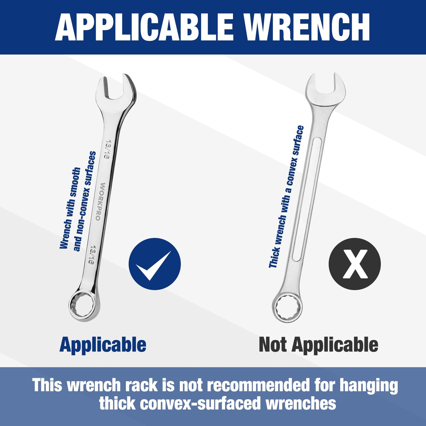 WORKPRO 2-Pack Magnetic Wrench Organizer, 12-Piece Wrench Holder Set