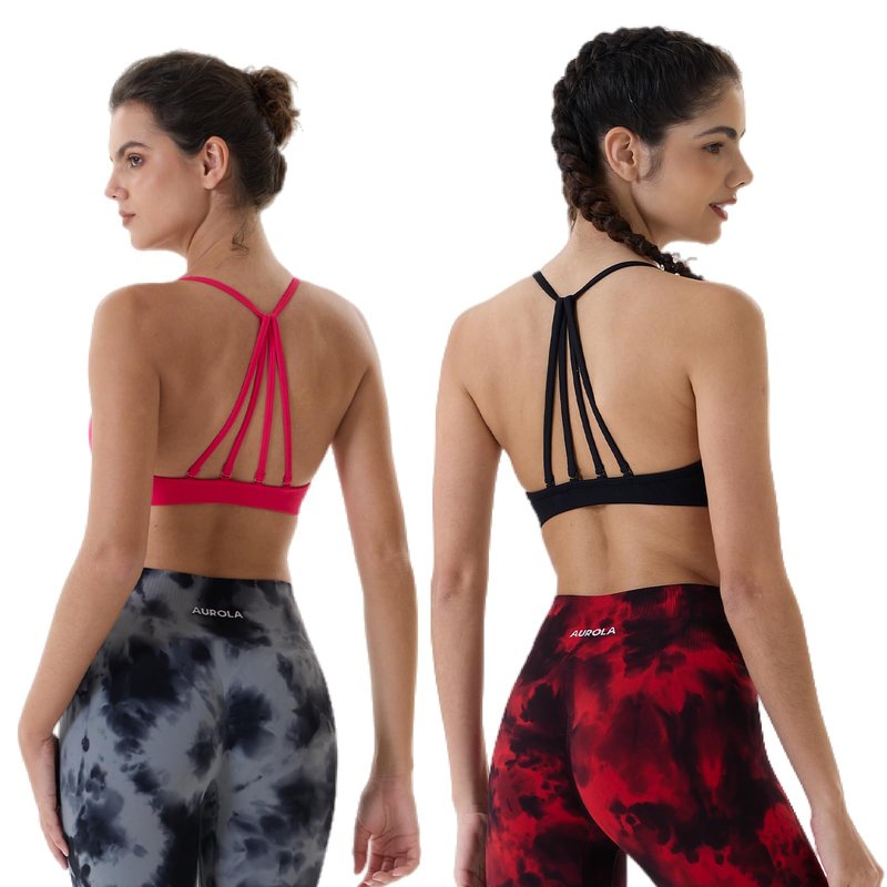AUROLA Seamless Mercury Workout Sports Bras for Women Athletic Removable Adjustable Backless Minimal Top,Seamless-Black,M