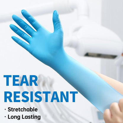 Medguy Powder-Free Nitrile Exam Gloves, 4.5 Mil, 100 Pcs Blue Disposable Latex-Free Food-Safe Medical Cleaning Cooking Gloves (Large)