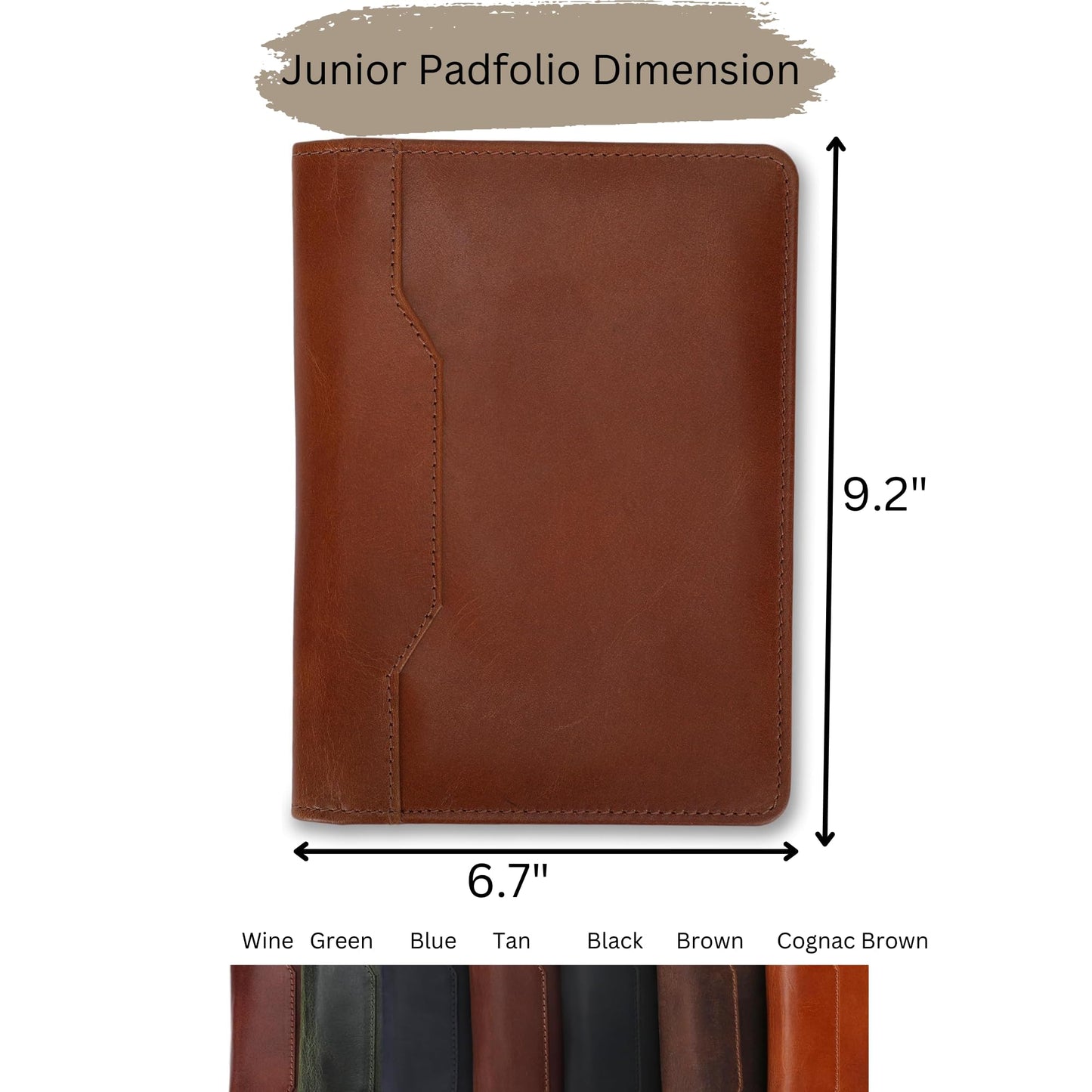 CestAntiQ Leather Junior Padfolio for Men Women Business Portfolio Folder Compact 5 x 8 Legal Pad Organizer with Pen Loop Professional Resume Interview Document Holder Padfolio (Blue)