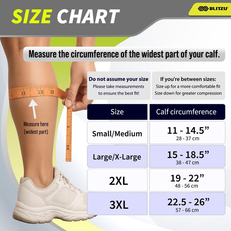 BLITZU Calf Compression Sleeves for Men and Women. Footless Compression Socks Support for Varicose Vein, Nursing, Running. Leg Sleeve Brace for Shin Splints, Pain Relief & Reduces Swelling Gray S-M