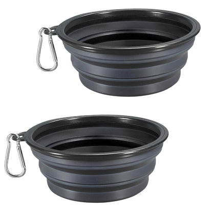 Comsun 2-Pack Extra Large Size Collapsible Dog Bowl, Foldable Expandable Cup Dish for Pet Cat Food Water Feeding Portable Travel Bowl Blue and Green