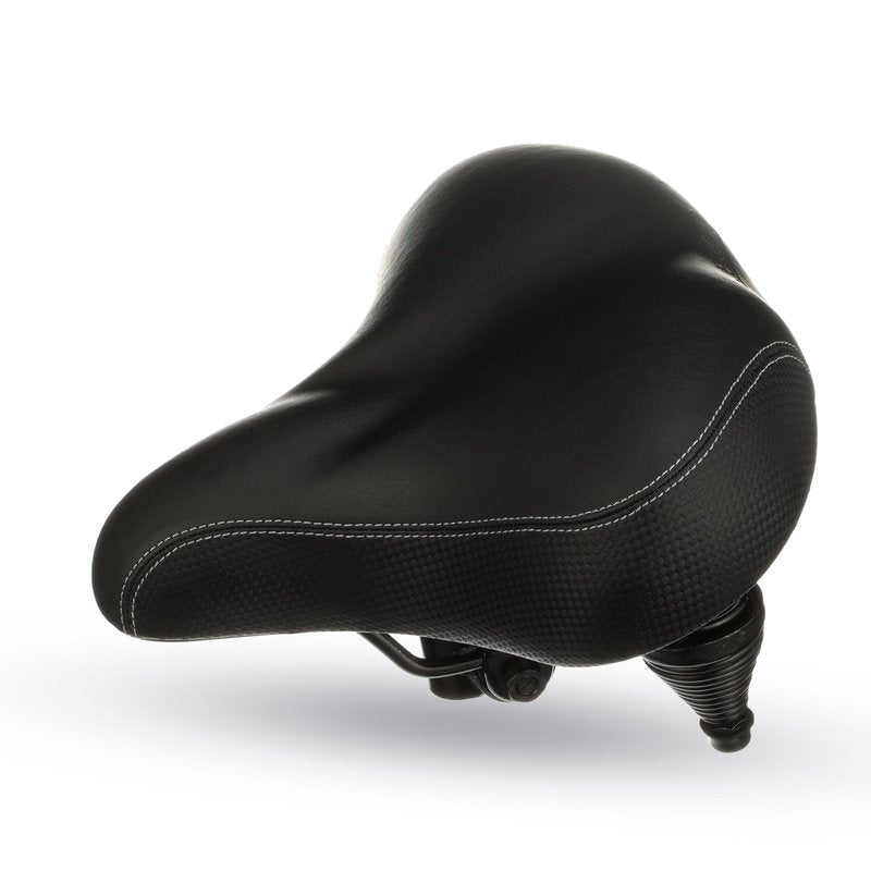 Bikeroo Extra Wide Replacement Saddle - Fits Indoor & Outdoor Bicycles - Steel Spring & Elastomer Suspension - Center Cutout - Memory Foam - Outdoor
