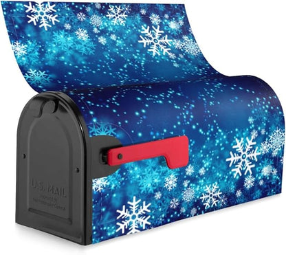 DADABULIU Mailbox Covers Christmas Snowflake Blue Xmas Winter Magnetic Letter Post Box Cover Standard Size 25.5 x 21 Inch Garden Yard Home Decorative