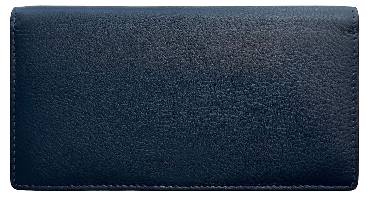123 Cheap Checks Navy RFID Leather Checkbook Cover With Credit Card Slots and Pen Holder