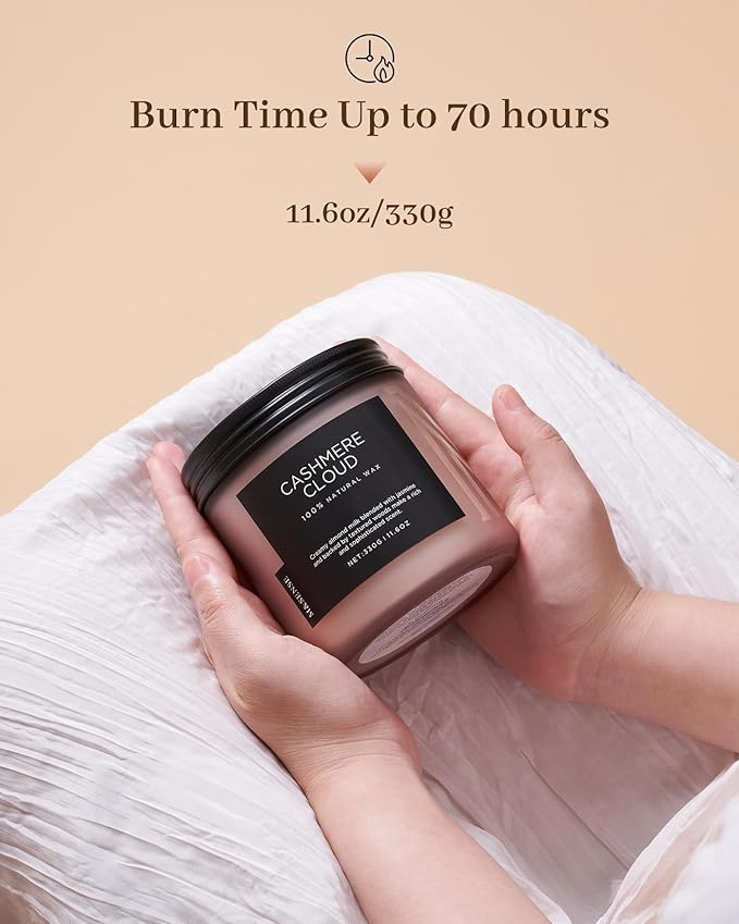 M&SENSE Warm Cashmere Scented Candle, 11.6oz Clean Non Toxic Natural Soy Wax Fragrance for Bathroom Bedroom 70 Hours Burn Time Candle, 2 Wick Aromatherapy Gifts for Housewarming