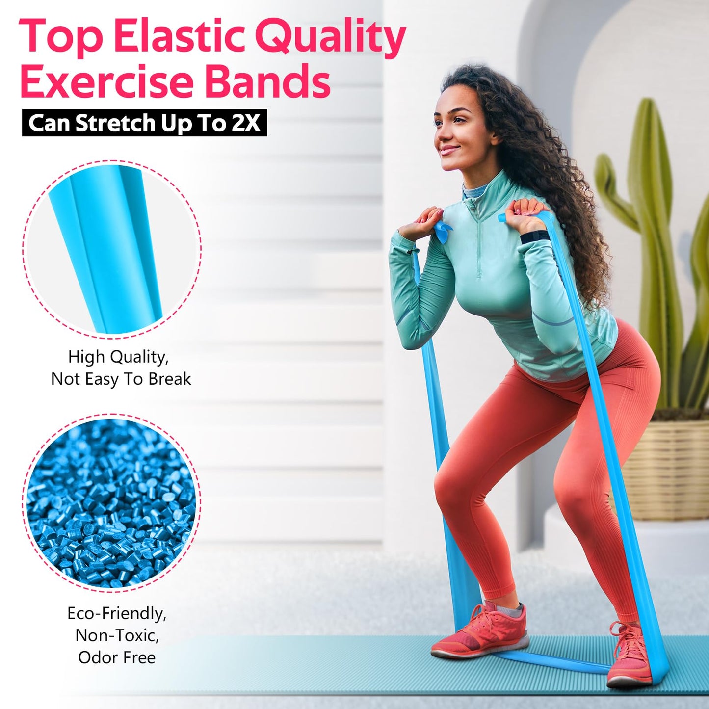 Resistance Bands for Working Out, Exercise Bands for Physical Therapy, Stretch, Recovery, Pilates, Rehab, Strength Training and Yoga Starter Set