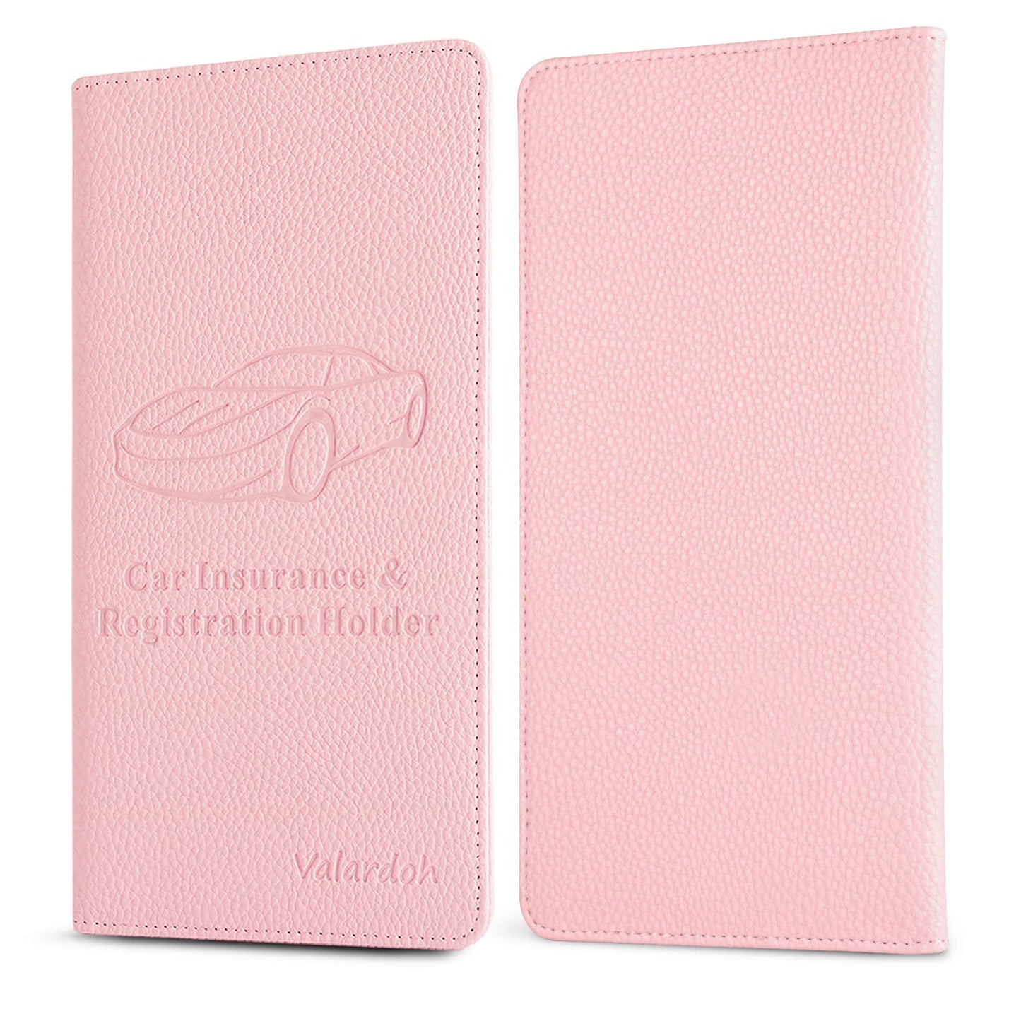 Valardoh Premium Car Registration and Insurance Card Holder, Car Document Holder for Cards, Driver License & other Essential Documents (Pink)