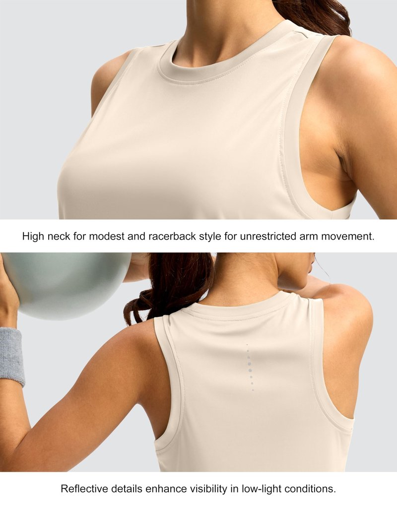 SANTINY Women's Sleeveless Workout Tops Lightweight Tennis Yoga Athletic Running Shirts Racerback Tank Tops for Women (Cream_M)