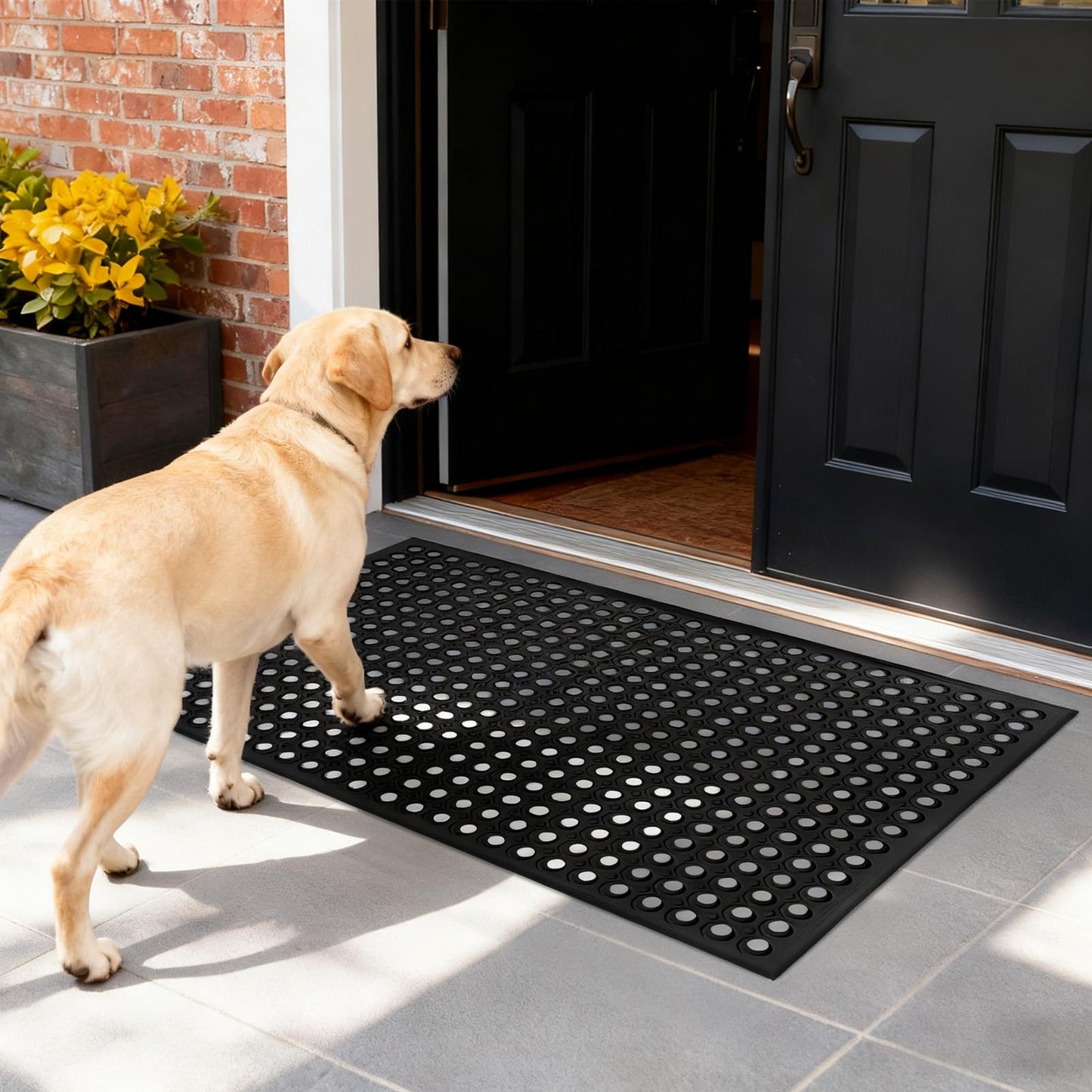 Nexboraque Large Rubber Mat Heavy Duty Drainage Mat 59" x 35" Anti-Fatigue Floor Mat for Kitchens Garage Garden Restaurants Workshops Indoor Outdoor
