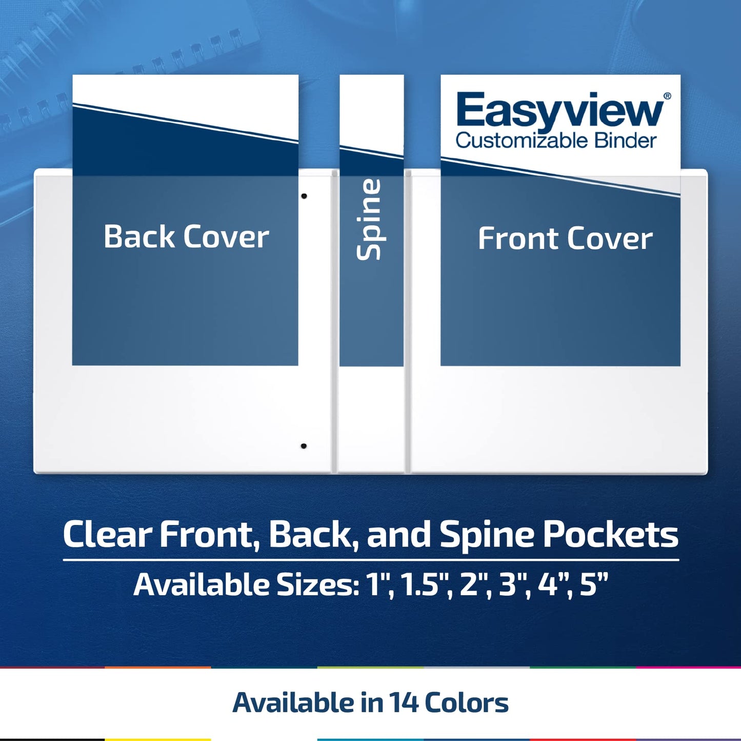 Easyview Premium 3-Ring Binders with Clear-View Covers and D Rings, Binders for School or Office, 1 Inch, Pack of 6, Black