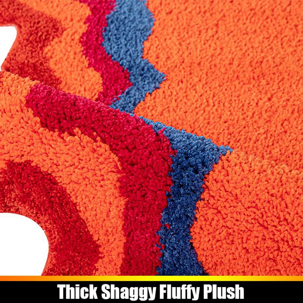 LIKETN Modern Irregular Shaped Bath Rugs for Bathroom,Soft Non-Slip Absorbent Shower Floor Mats Funny Aesthetic Decor Throw Carpet Illusion Wave Pattern Area Rug for Bedroom,Living Room 28" x 47"
