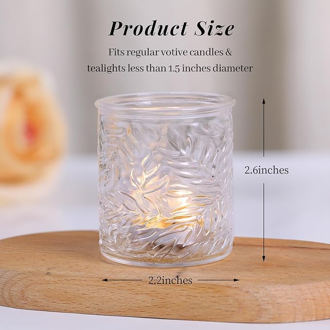 12 pcs Clear Votive Candle Holders, Glass Candle Holders for Home Decor, Tea Light Candle Holder for Wedding Table Centerpiece Decor