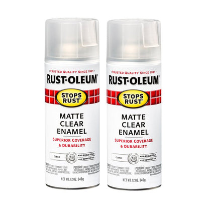 Rust-Oleum 285093 Stops Rust Spray Paint, 12 oz, Matte Clear, 2 Pack