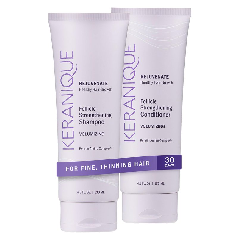 Keranique Volumizing Shampoo & Conditioner Set for Hair Repair, Growth & Thinning Hair Support – Keratin, Biotin, Menthol & Niacinamide, Lightweight Strengthening Formula - Keratin Amino Complex™
