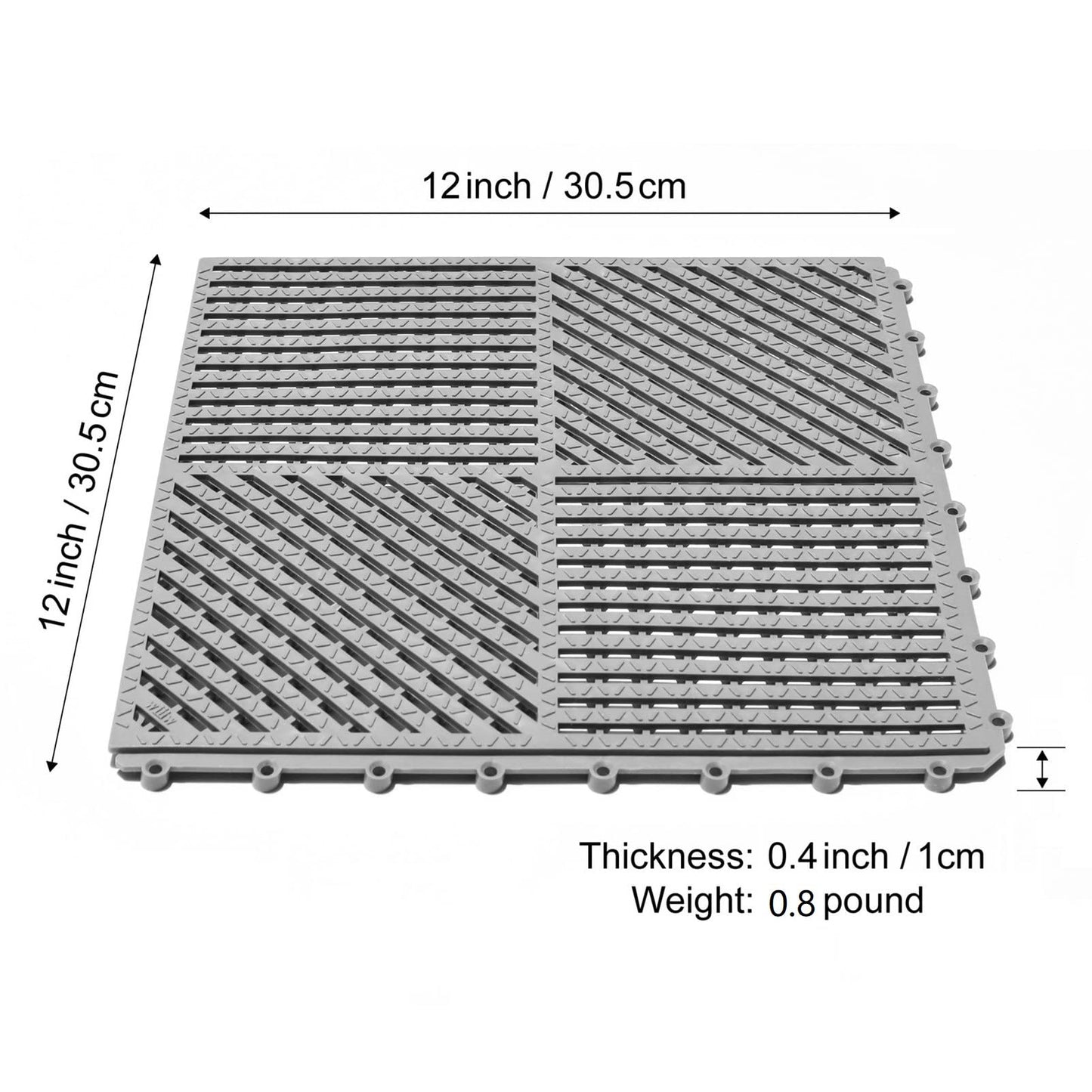 wiiiw 9 Pack Modular Interlocking Floor Mat Soft Non-Slip Shower Floor Tile for Pool Bathroom Shower Sauna Balcony Patio Boat, 12"×12" White