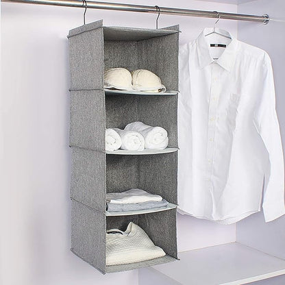 Hanging Closet Organizer, Easy Mount Collapsible 4-Shelf Camper Closet Wardrobe