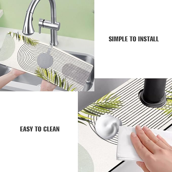Sink Faucet Absorbing Mat, 2 Pack Drying Mat Around Faucet Sink Splash Guard