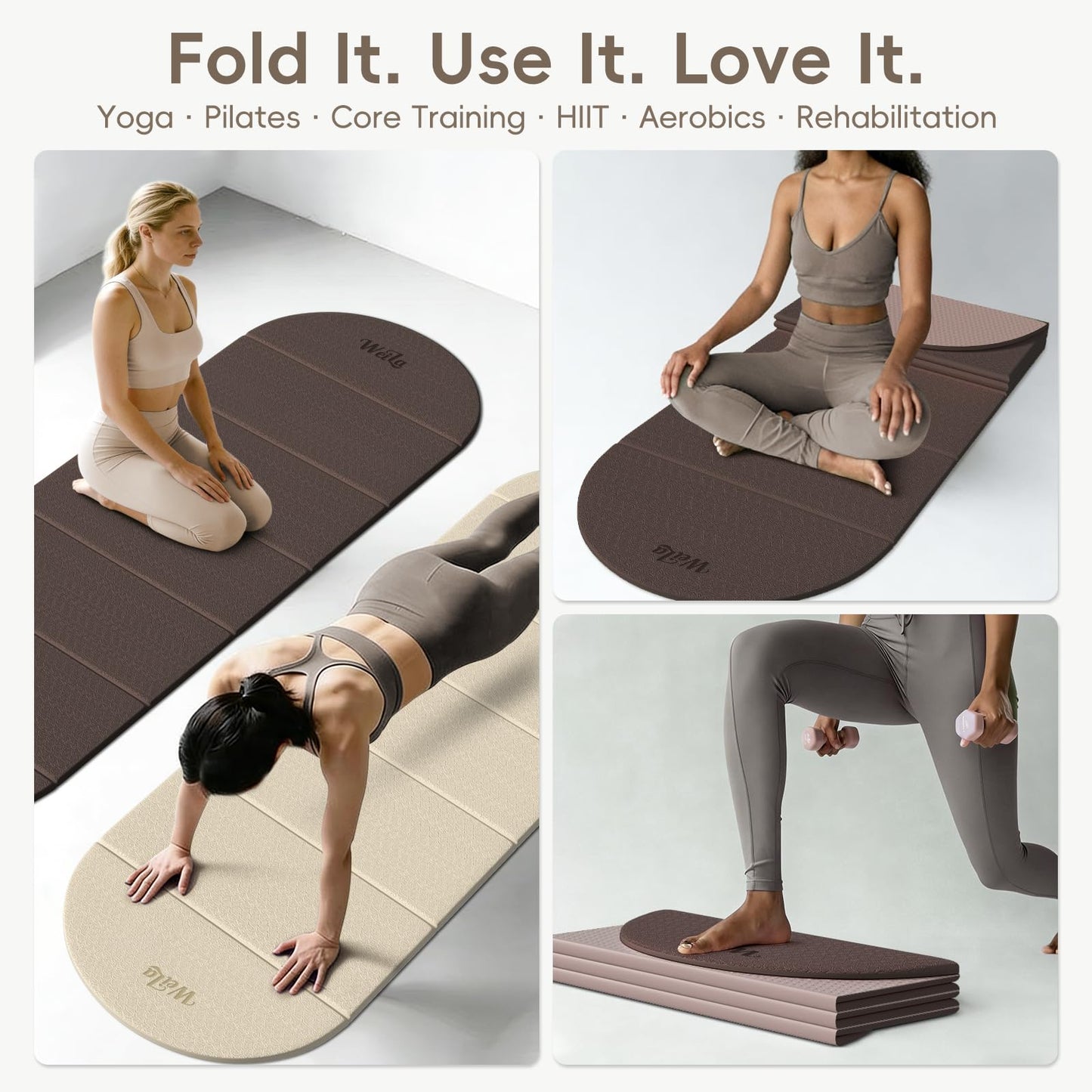 WeiLa Foldable Yoga Mat,10mm Extra Thick,Extra Long (75"x26") for Women&Men