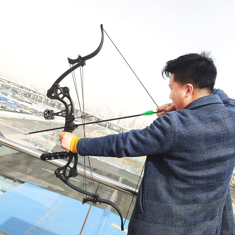 Bowfishing Recurve Bow American Hunting Bows 40-55 Lbs Adjustable Compound Bow Lever Bow IBO 320FPS for Outdoor Hunting Shooting Fishing (Only Green Bow)