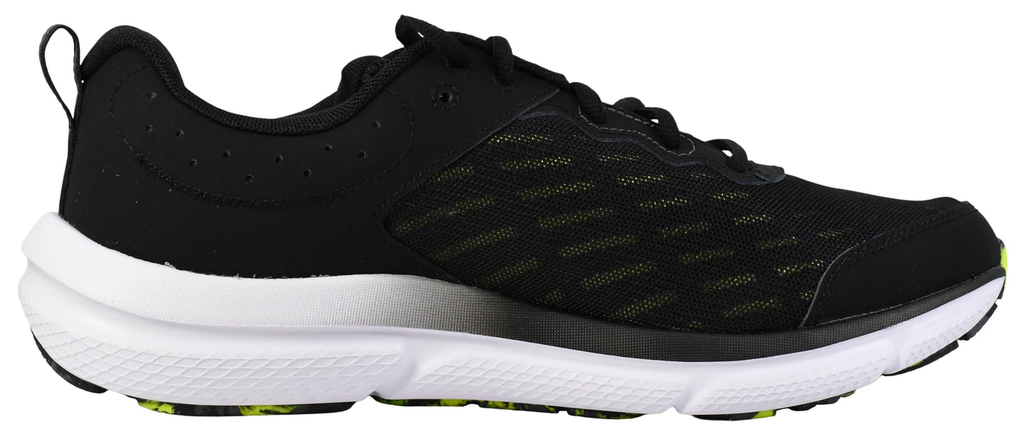 Under Armour Men's Charged Assert 10 Shoes, (004) Black/Black/High Vis Yellow, 9 X-Wide