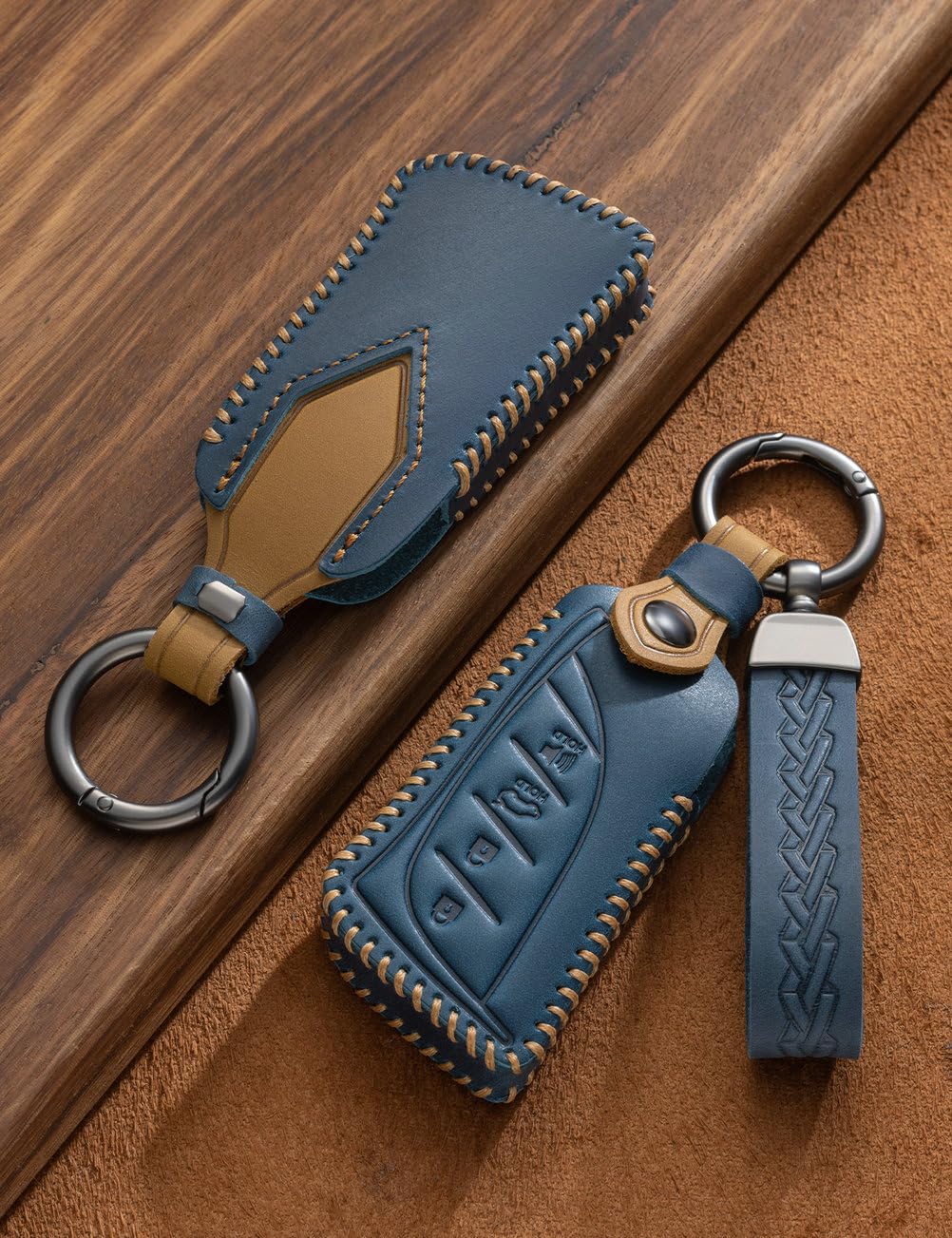 YINEOR for Lexus Key Fob Cover Leather Car Key Case Keychain Fob Holder Compatible for Lexus ES350 ES300h UX200 UX250h LS500 LS500H LC500 LC500h GX460 RX350h 2018-2026 (Blue)