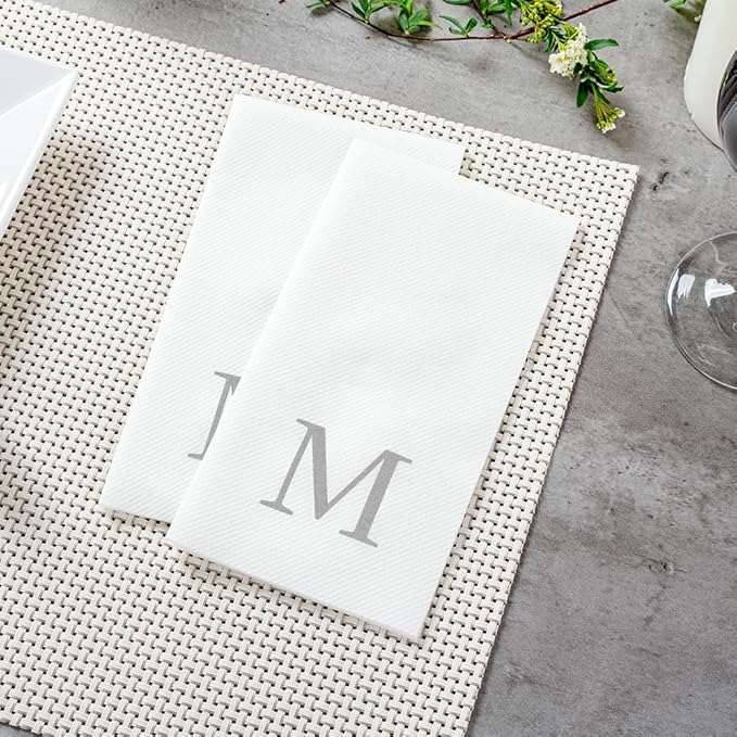 Luxenap 15.8 X 7.9 Inch Linen-Feel Guest Towels, 50 Lettered Hand Towels