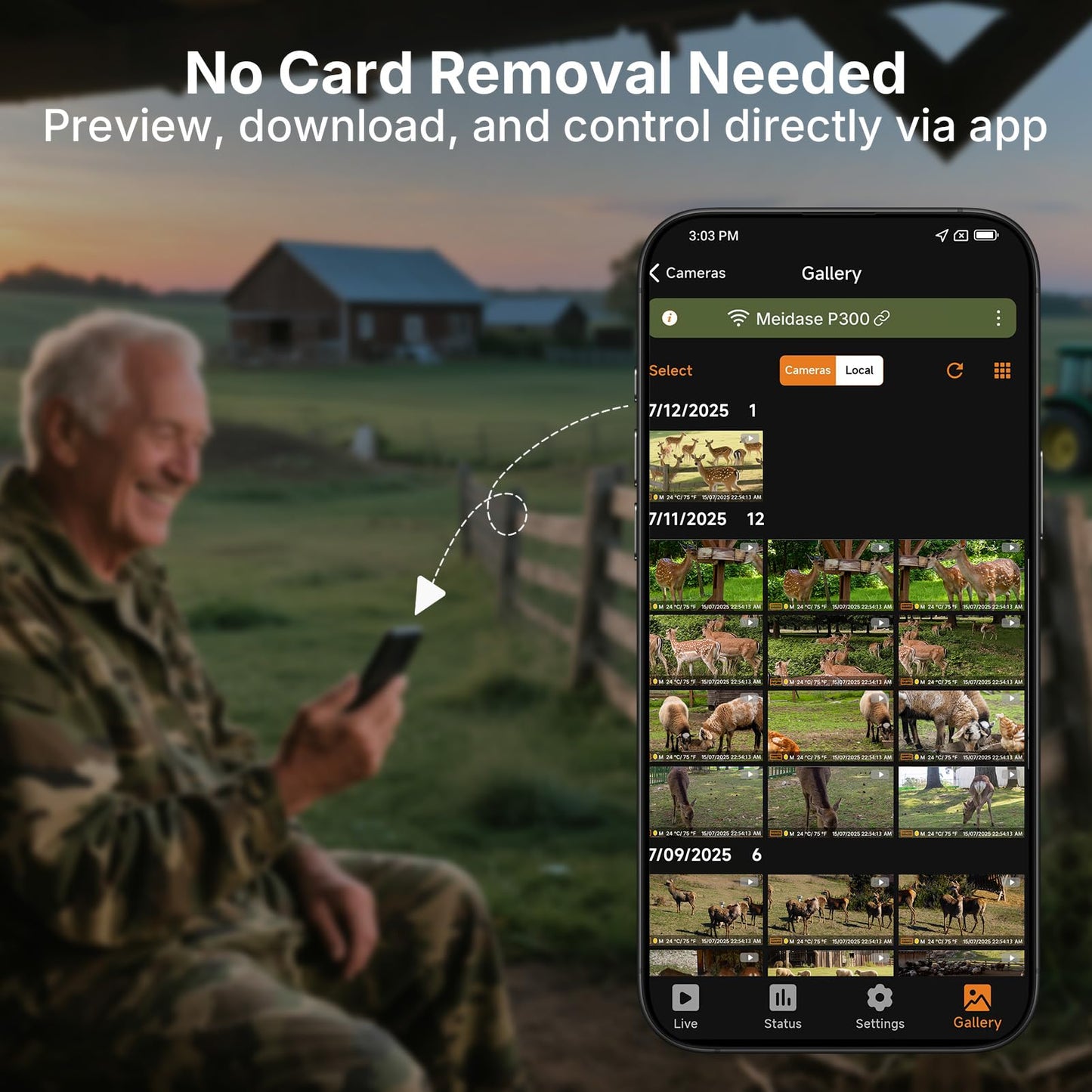 Meidase P300 Pro (Non-Cellular) WiFi Trail Camera, Dual-Antenna 165ft Range, 7800mAh Battery,Fast 0.1s Trigger Speed Motion Activated 64MP Photos, 1296p HD Video, 64GB Industrial SD Card Included
