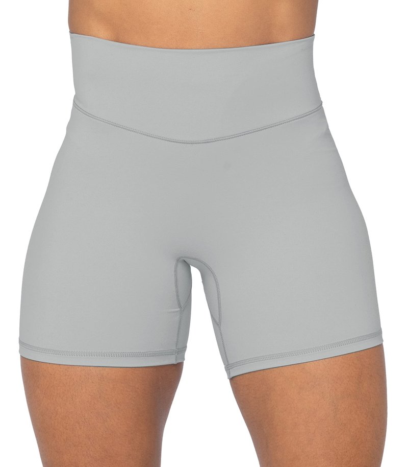 Sunzel 5" High Waist Biker Shorts for Women No Front Seam Soft Yoga Workout Gym Bike Shorts Tummy Control Squat Proof Grey