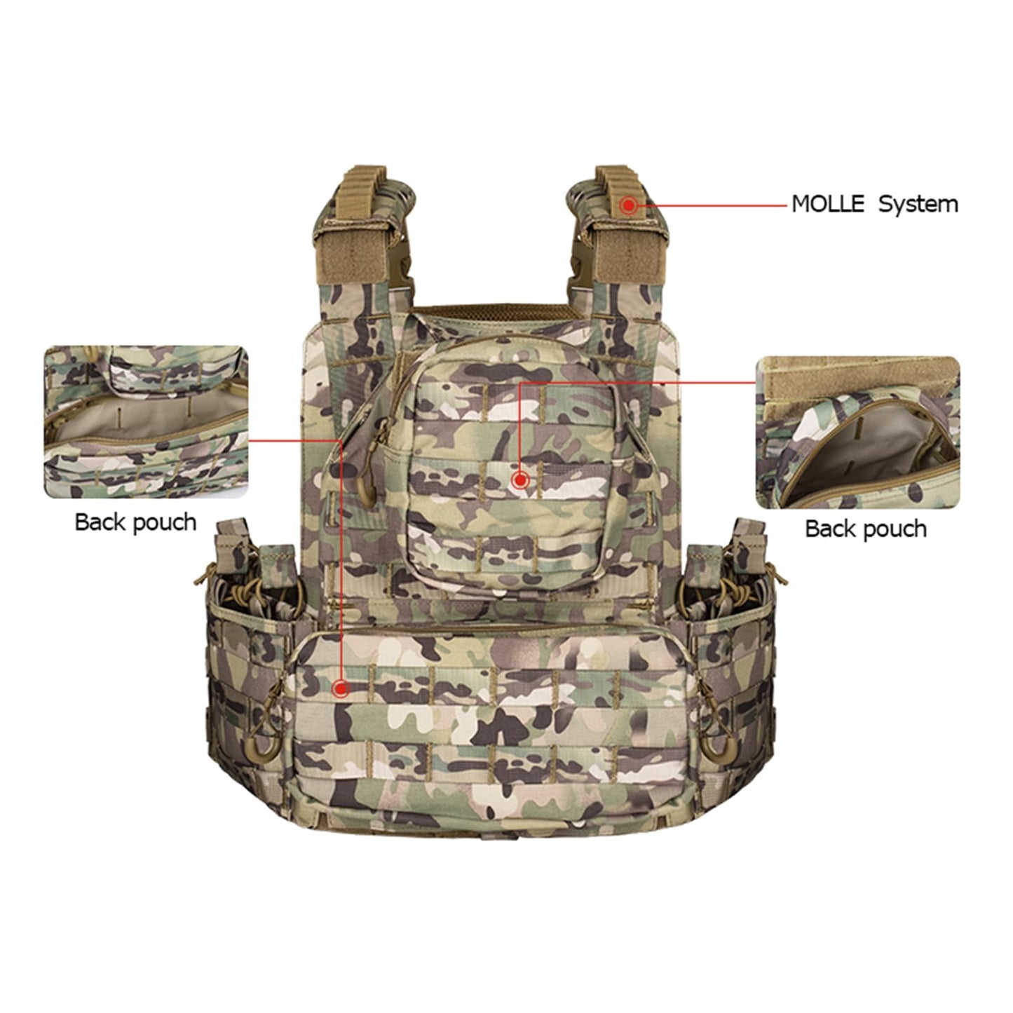PIKEON Tactical Vest Quick Release Airsoft Vest for Man Outdoor Adjustable Breathable Vest (Green)