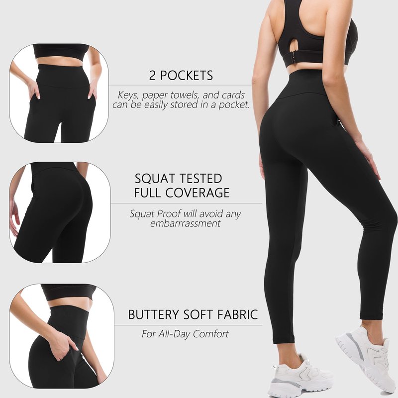 Ipletix Leggings with Pockets for Women, High Waisted Leggings Buttery Soft Non See Through Workout Yoga Pants Dark Purple