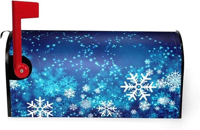 DADABULIU Mailbox Covers Christmas Snowflake Blue Xmas Winter Magnetic Letter Post Box Cover Standard Size 21 x 18 Inch Garden Yard Home Decorative
