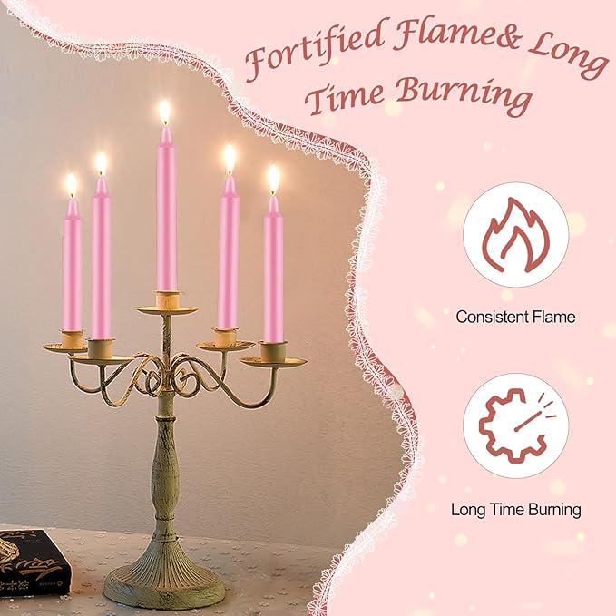 Tobeape – Set of 24 Pink Spell & Chime Candles – 4" Tall Unscented Mini Taper Candle for Witchcraft, Wiccan Altar, Magic Tools, Rituals, Prayer, Meditation and Party Decoration
