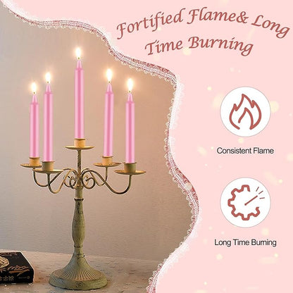 Tobeape – Set of 24 Pink Spell & Chime Candles – 4" Tall Unscented Mini Taper Candle for Witchcraft, Wiccan Altar, Magic Tools, Rituals, Prayer, Meditation and Party Decoration