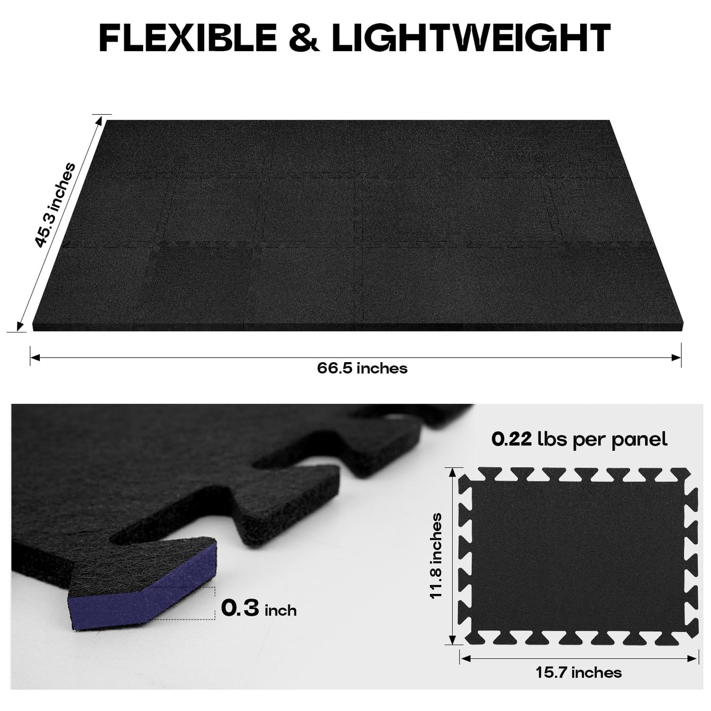 Starfavor Sound Absorbing Interlocking Floor Mats Pads 18 Pcs - Fits 4 * 6ft Drum Mats, 15.7" x 11.8" Anti-Vibration Sound Proof Puzzle Felt Padding - Protect Hardwood Floor