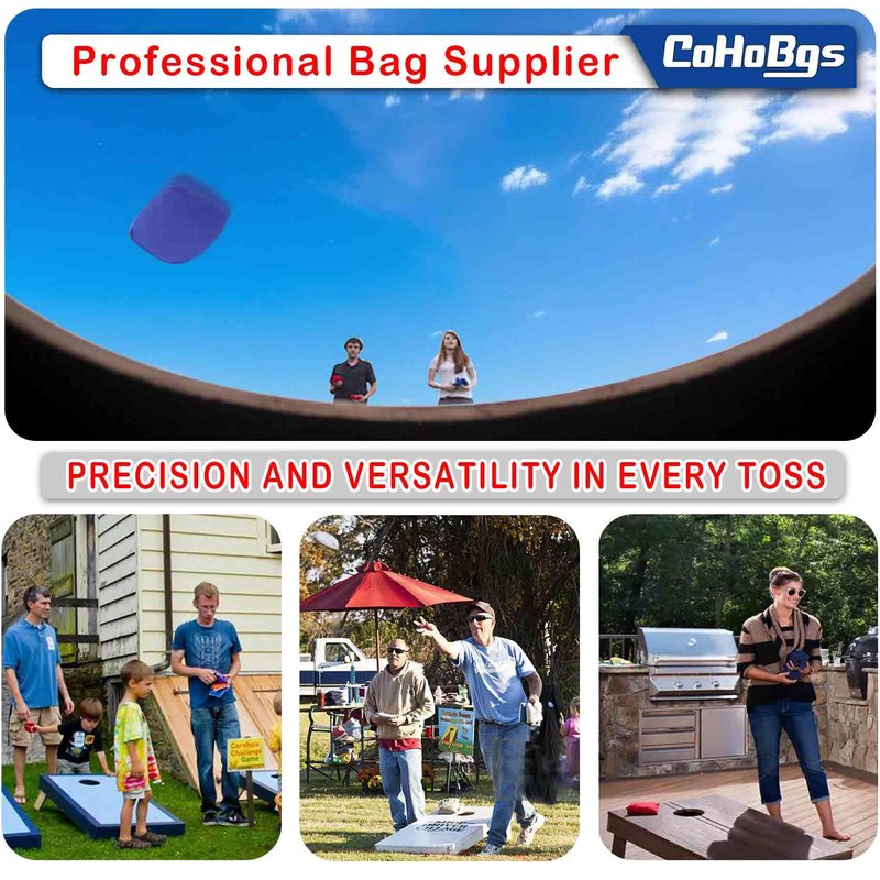 CoHoBgs Cornhole Bags Set of 8, Professional Corn Hole Bean Bags Dual-Sided Slick & Stick Resin Filled Suede and Duck Canvas Offical Bean Bag for Cornhole Toss Game Includes Carry Case