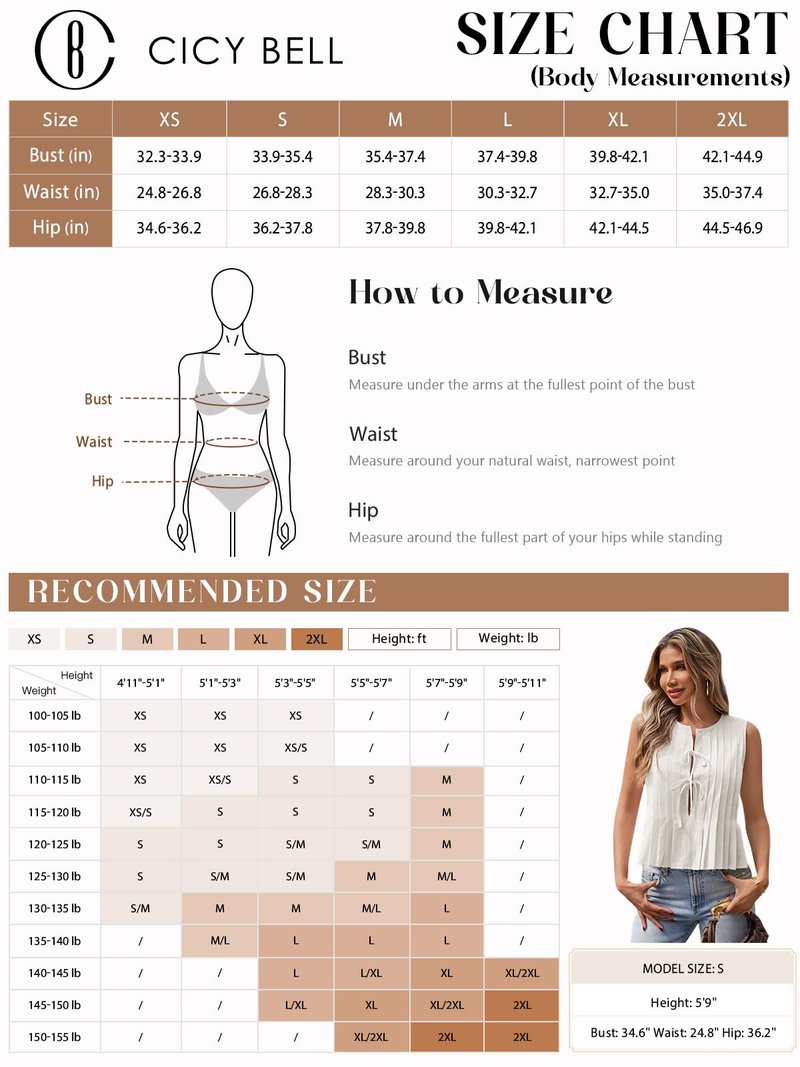 Cicy Bell Womens Bow Front Tie Tank Tops Pleated Babydoll Top Sleeveless Cute Coquette Shirt Summer Outfits White
