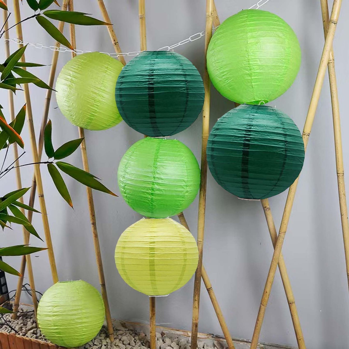 Green Paper Lanterns 12Pcs Hanging Chinese Lanterns for Wedding Birthday Baby Shower Christmas Graduation Anniversary Other Themed Bachelorette Decor DIY Activities
