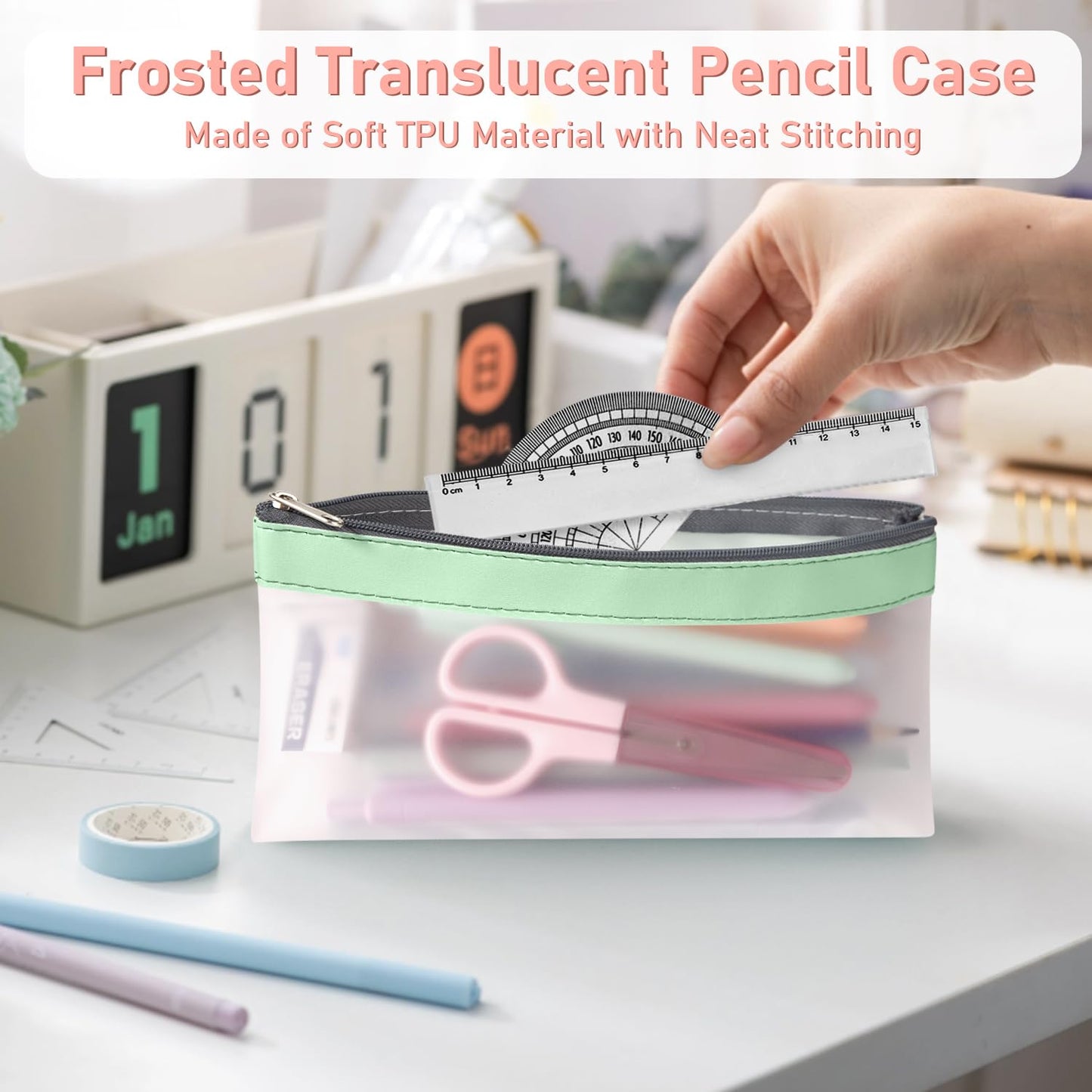 Timart Clear Pencil Pouch-3 Pack, Clear Pencil Case, Pen Holder with Zipper for Kids, Makeup Pouch, Kids Pencil Pouch for Office School Supplies Travel Accessories