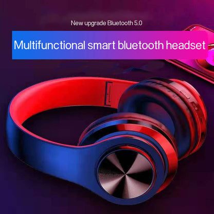 LFGKeng Wireless Bluetooth Headphones with Colorful LED Lights, Built-in Mic, Light Weight, Foldable, Wired HiFi Stereo Headphones for Classroom/Home Office/PC/Mobile Phone/Kids Adult (Black Red)