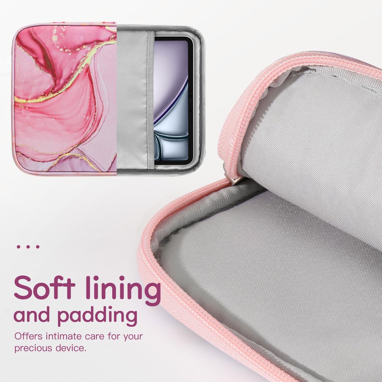Dadanism 13Inch Tablet Sleeve Bag Carrying Case for iPad Pro 13" M5/M4 2025/2024, iPad Air 13" M4/M3 2026/2025, iPad Pro 12.9", Galaxy Tab S10+/S9 FE+/S9+ 12.4", Remarkable Paper Pro 11.8",Cloudy Pink