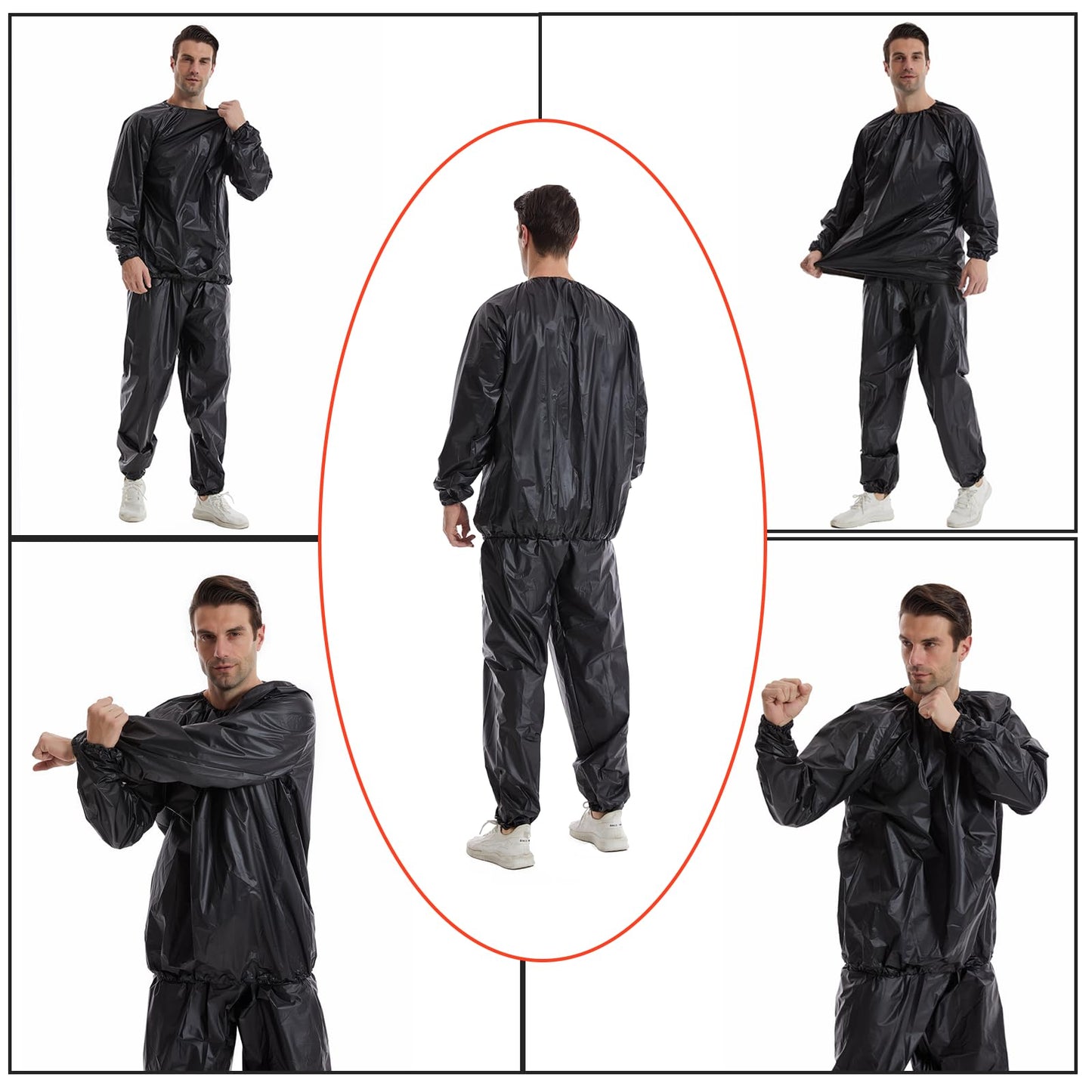 DawnBreak Sauna Sweat Suit for Women/Men Exercise Weight Loss Gym Fitness Workout Black - 5XL