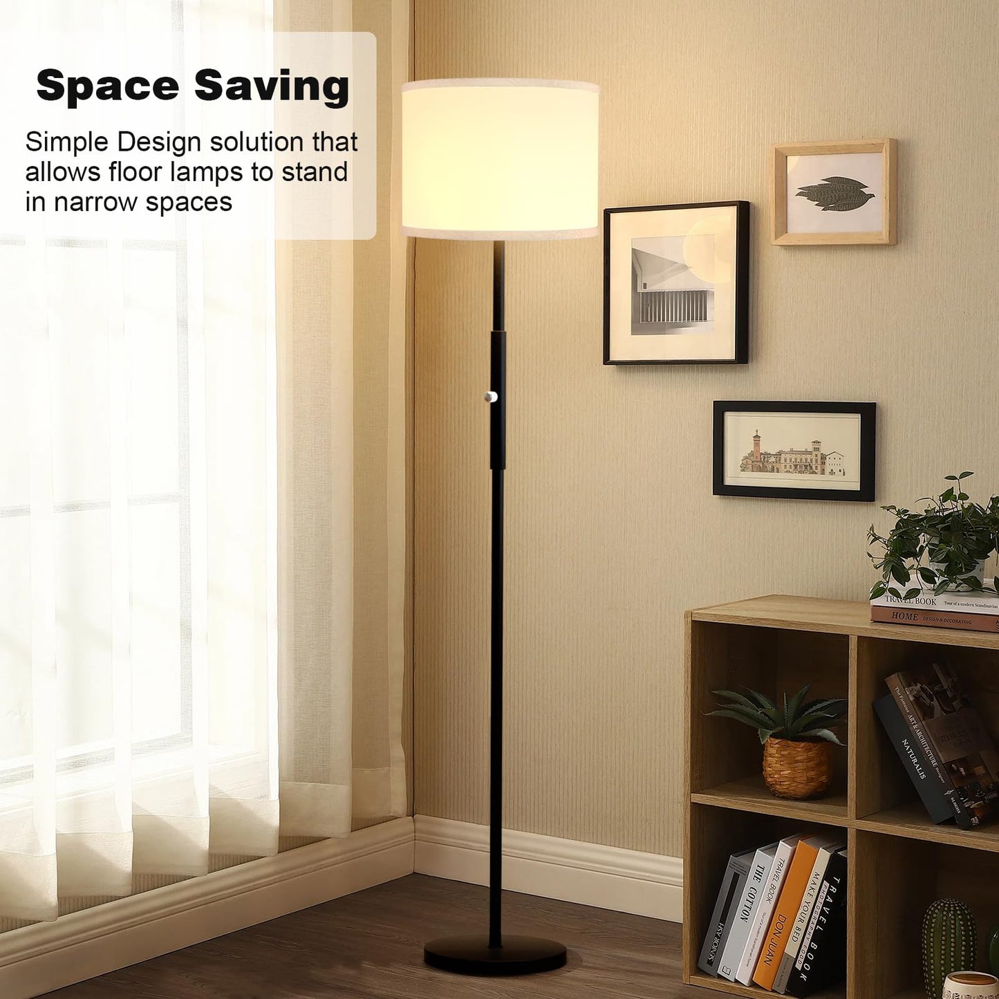 PARTPHONER Floor Lamp for Living Room Bedroom with Lampshade Stencil, 65’’ Modern Tall Lamp Simple Design Standing Lamps for Kids Room Home Office Reading, Bulb Included